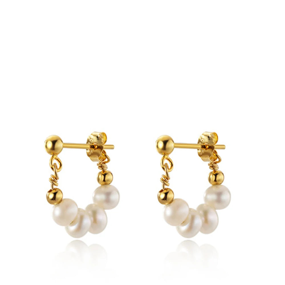 Elegant Hoop Earrings High Quality Silver Earrings 925 Sterling Nature Freshwater Pearl Earrings for Women Girls
