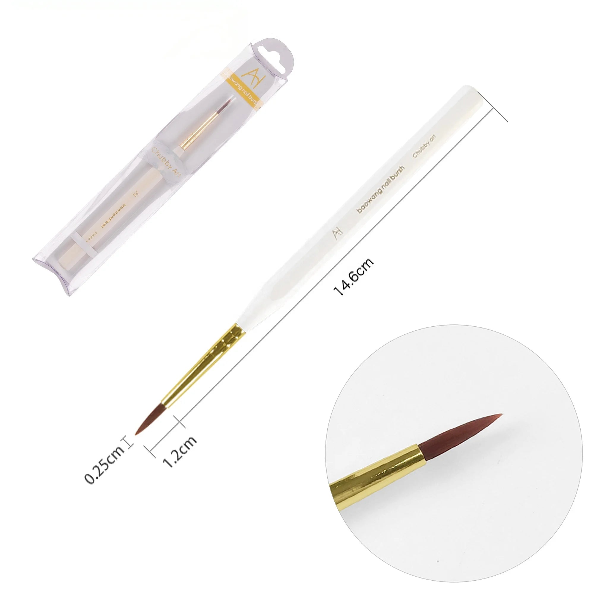 High Quality White Resin Handle Nail Brush with Imported PET Nylon Hair Nail Art Brush for Nail Salon Use BW4-4