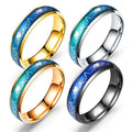 DAIHE Fashion Couple Stainless Steel Thermal Discoloration Temperature Mood Ring Changing Color Ekg Men Women Rings