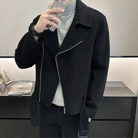 M-3XL Waistband Short Motorcycle Suit Suit Collar Wool Men's Jacket