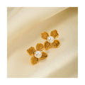 ERESI Women Waterproof Flower Pearl Design Luxury 18K Gold Plated Women Stainless Steel Fashion Jewelry Earrings