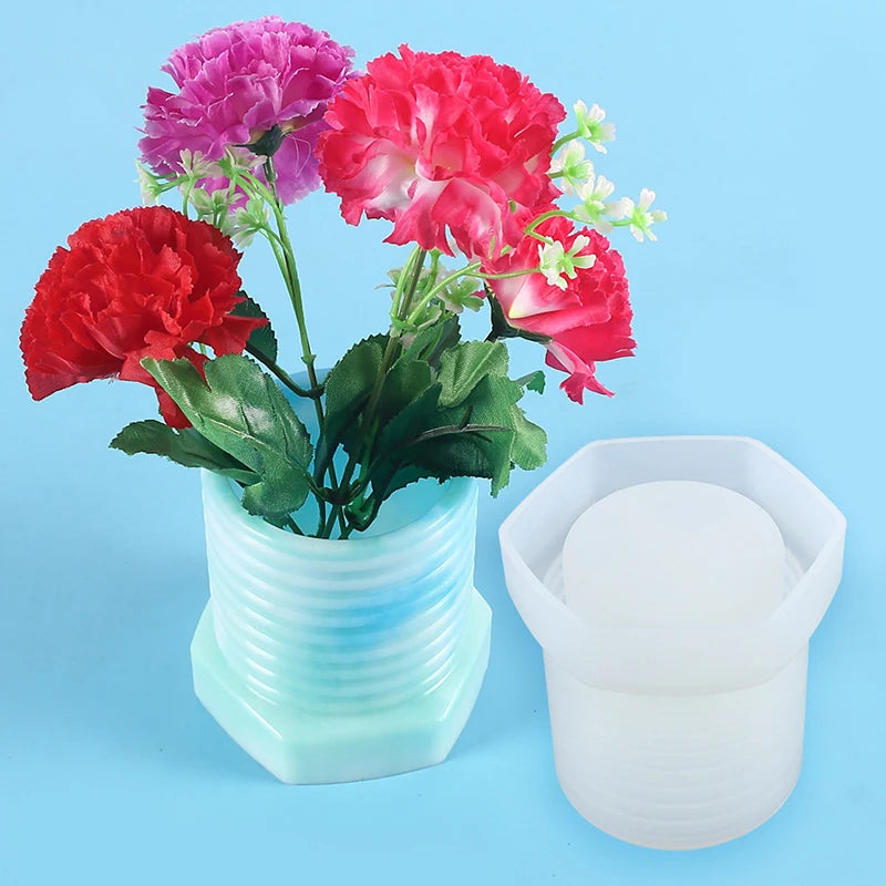 Early Riser Best Sellers Screw Shape Concrete Cement Vase Pen Holders Flower Pots & Planters Silicone Mold Home Decor Mouldings