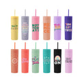 2023 Hot Custom Diy 16oz Grid  Cup Double Wall Plastic Light Blue Purple Black Matte Disco Tumbler With Straw