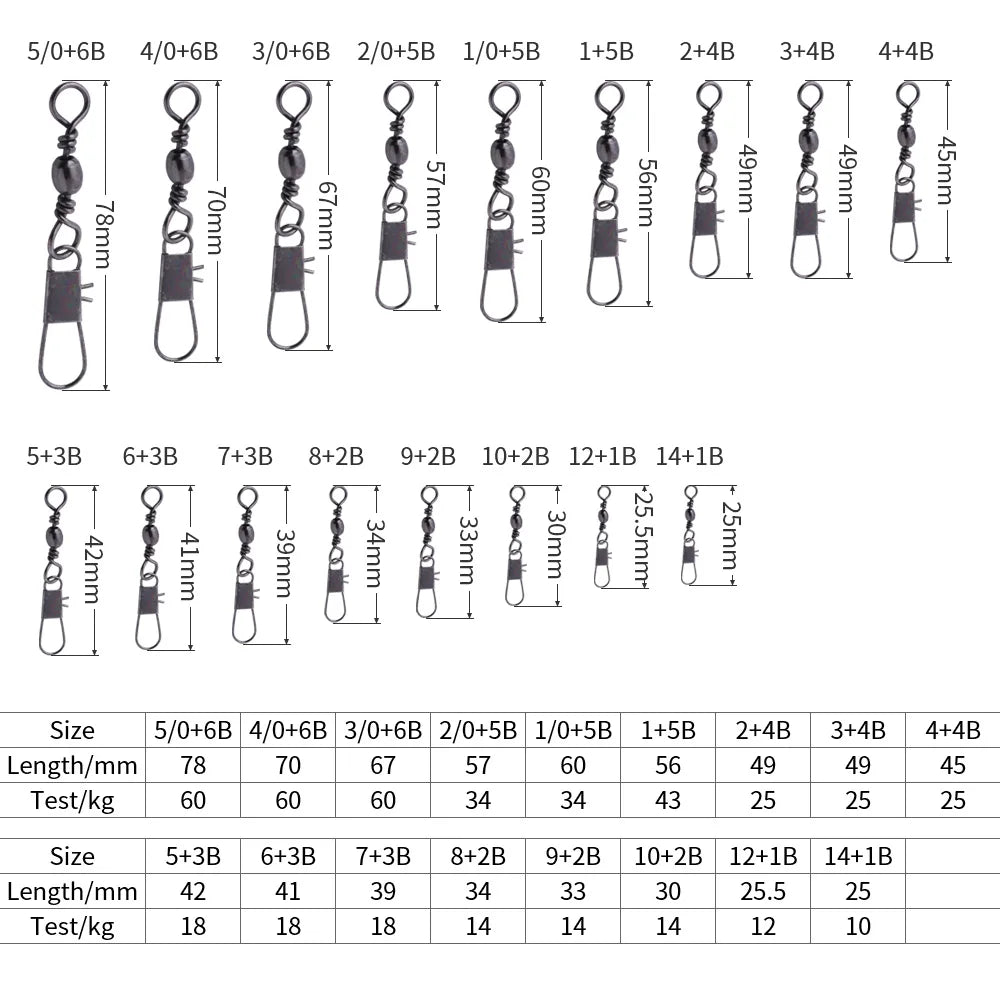 50pcs/bag Newup Fishing Tools Accessories B-pin Swivel  Fishing Connector