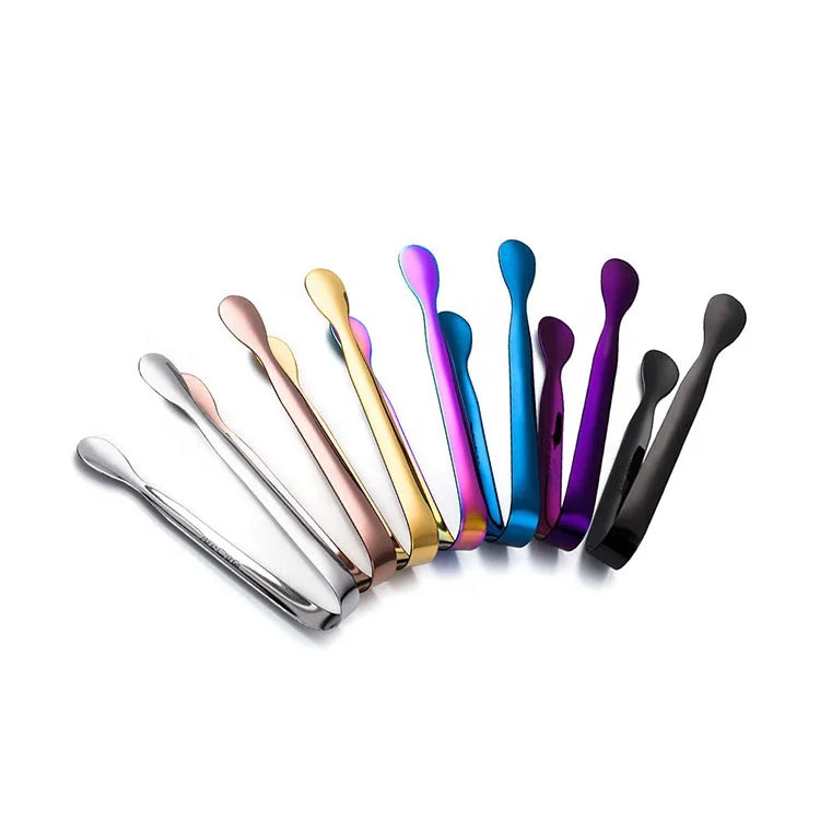 Ice Clips With Different Color 304 Stainless Steel Small Coffee Sugar Food Lemon Slice Serving Ice Clip for Party bar Hotel