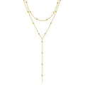 Gold Plated Y Shape Beaded Chain Jewelry Double Layered Rosary Choker Necklace for Women