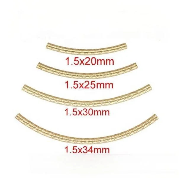 GP US Quilted Curved Tube Beads 14K Gold Filled DIY Jewelry Gold Filled Jewelry 14k Bulk Jewelry Making Bulk Beads Wholesale