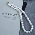 8-9 mm Freshwater Pearl Baroque Chain Necklace 925 Silver Classic Link Chain Natural Pure Main Stone Bead Choker
