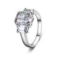14k 18k Gold Jewelry Three Stones Emerald Cut Moissanite Ring
