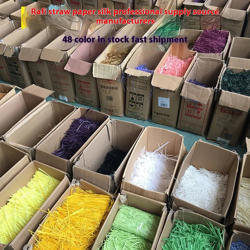 Manufacturer Wholesale Large Stock Kilogram Raffia Paper Silk Gift Box Wedding Candy Box Filler Shredded Paper Rhinestones