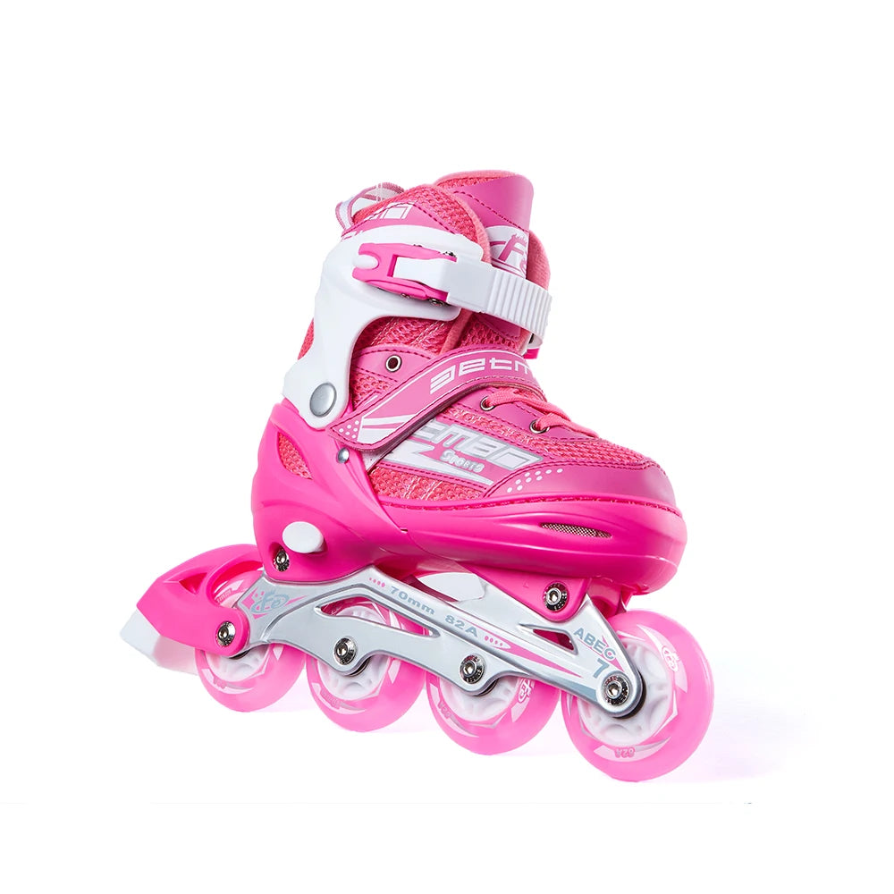 EACHkids Flashing Roller Skate Shoes Patin a Roulet Inline Skate for Kids Carbon and Alloy Wheel Material PU Aluminum Chassis