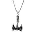 Norse Viking Necklace Raven Thor Hammer Pendant Jewelry 18k Gold Plated PVD Stainless Steel Necklace