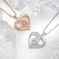 Classic Fashion Mother's Day Gift Mama Necklace Mother Child Hug Cubic Zircon Love Heart Pendant Necklace for Mom Jewelry