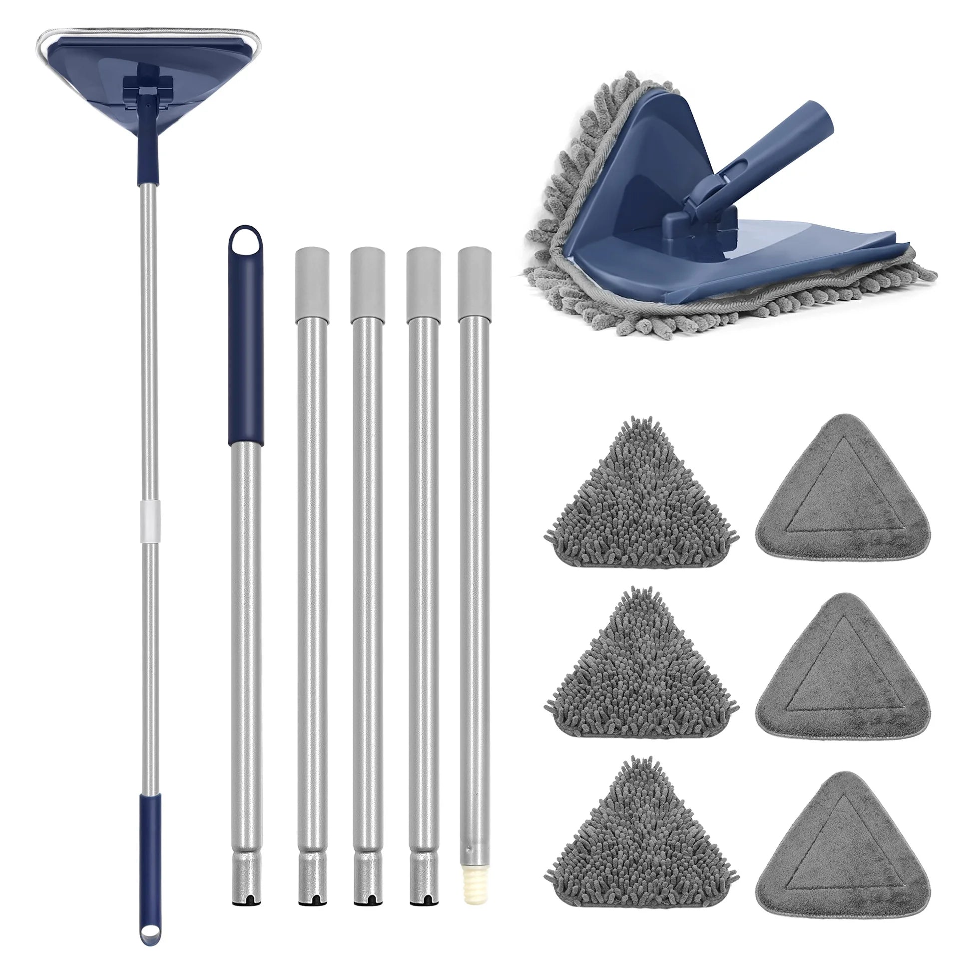 Hot Selling Adjustable Triangle Rod Mop with 360 Degree Rotate Head Changeable Mop Cloth for House Cleaning