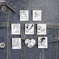 8 Style Wholesale Black and White Japanese Anime Soft Enamel Lapel Pin Good Price Beauty Girl Anime Pin Shape Badge