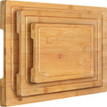 Organic Bamboo 3-piece Bamboo Cutting Board With Juice Groove and Handles Set of 3 Kitchen Board for Vegetable and Fruit