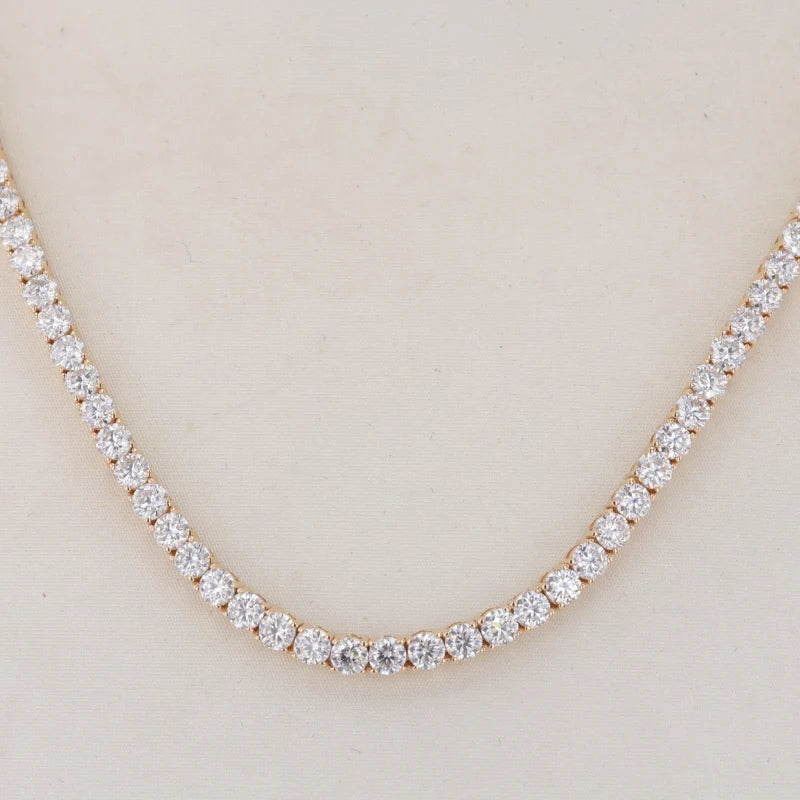 Starsgem 10k 14K Gold Lab Grow Vs Diamante Necklace 4mm Lab Grown Diamond Tennis Chain