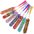 Hot Selling Oval Resin Wrapped Natural Crystal Chip Bookmark Stone Fashion Collectible Colorful Tassel Bookmark for Gift