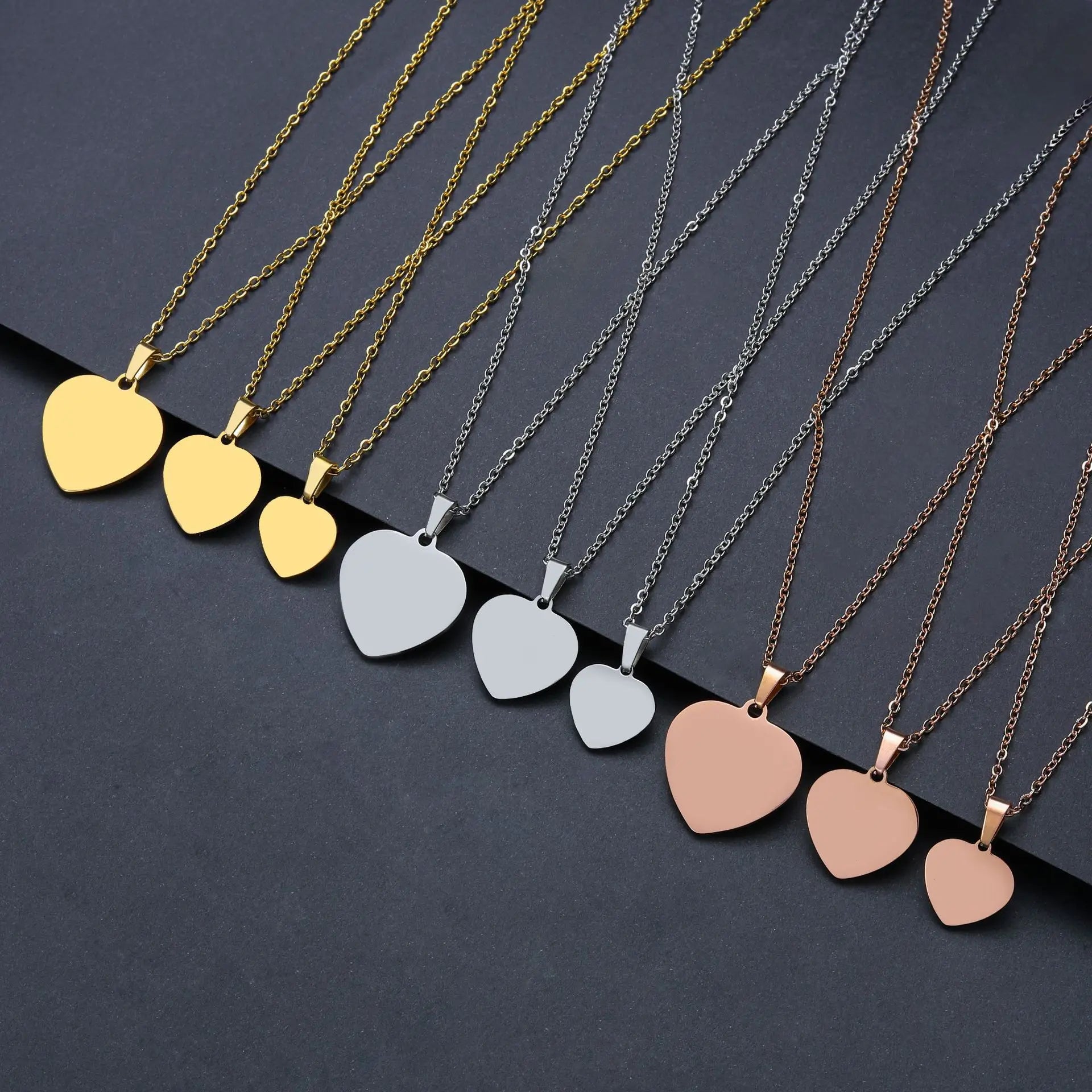 Titanium Steel Necklace in Stock Heart-shaped Design Blank Laser Color Printing Material Gift Engraved Stainless Steel Necklace
