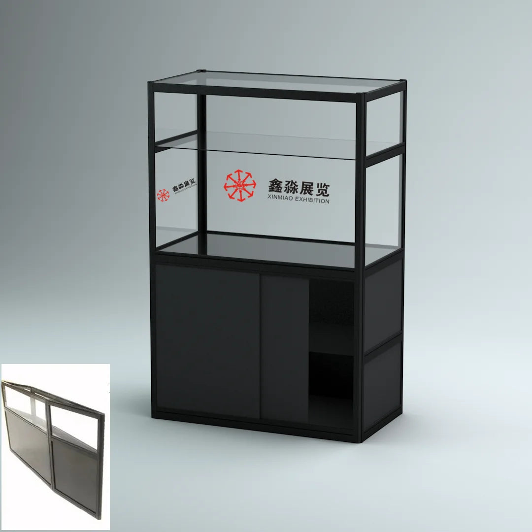 Tall Glass Showcase Foldable at Exhibit & Event Aluminum Glass Folding Cabinet for Automotive Products Retail MDF Display Case