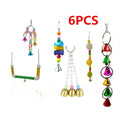 6-piece Bird Toys Set Pine Plastic Metal Rattan Ball Fancy for Parrots Pigeons Bells Pet Climbing Toy