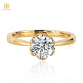 Pass Diamond Tester 6.5mm 1CT Diamond 18K Yellow Gold Ring Beautiful Flower Holder D VVS Moissanite Ring Fashion Design