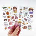A5 Low MOQ Self Adhesive Custom Sticker Sheet Printing Transparent Cute Girl Cut Cartoon Die Cut Logo Stickers