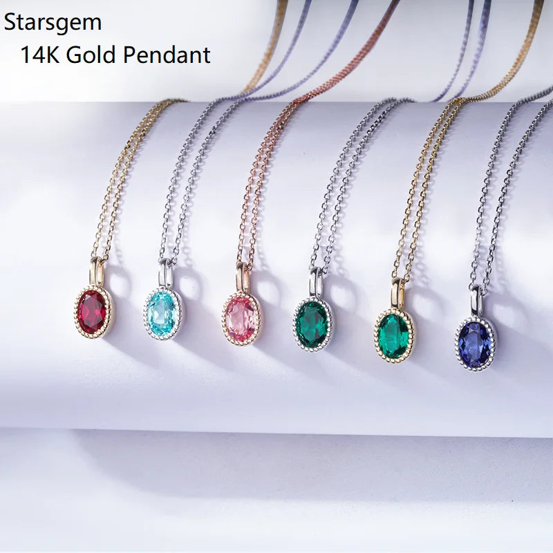 Starsgem Available Fancy Beautiful 14k White Yellow Rose Gold Lab Grown Sapphire Necklaces Pendants Sale in Stock
