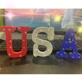 USA Wooden Letter DIY Decoration Sparkling 3D Crystal Diamond Letter for Office Wedding Decoration Party Supplies