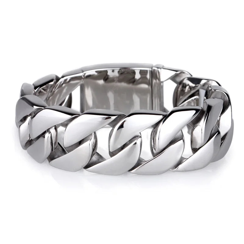 Wild Style 20mm Wide Chunky Multi-Color 18k Gold PVD Plated Cuban Link Chain Heavy Stainless Steel Bracelets Wholesale for Men