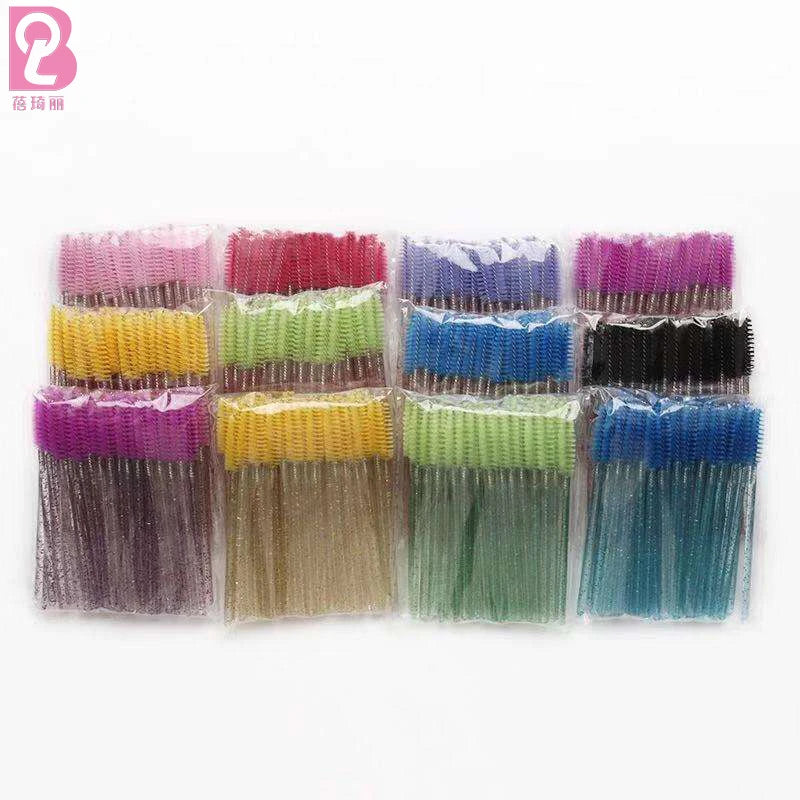 Beiqili Disposable Nylon Eyelash Extension Cleaning Brush for Mascara Use 2500 Pcs/Box Various Colors