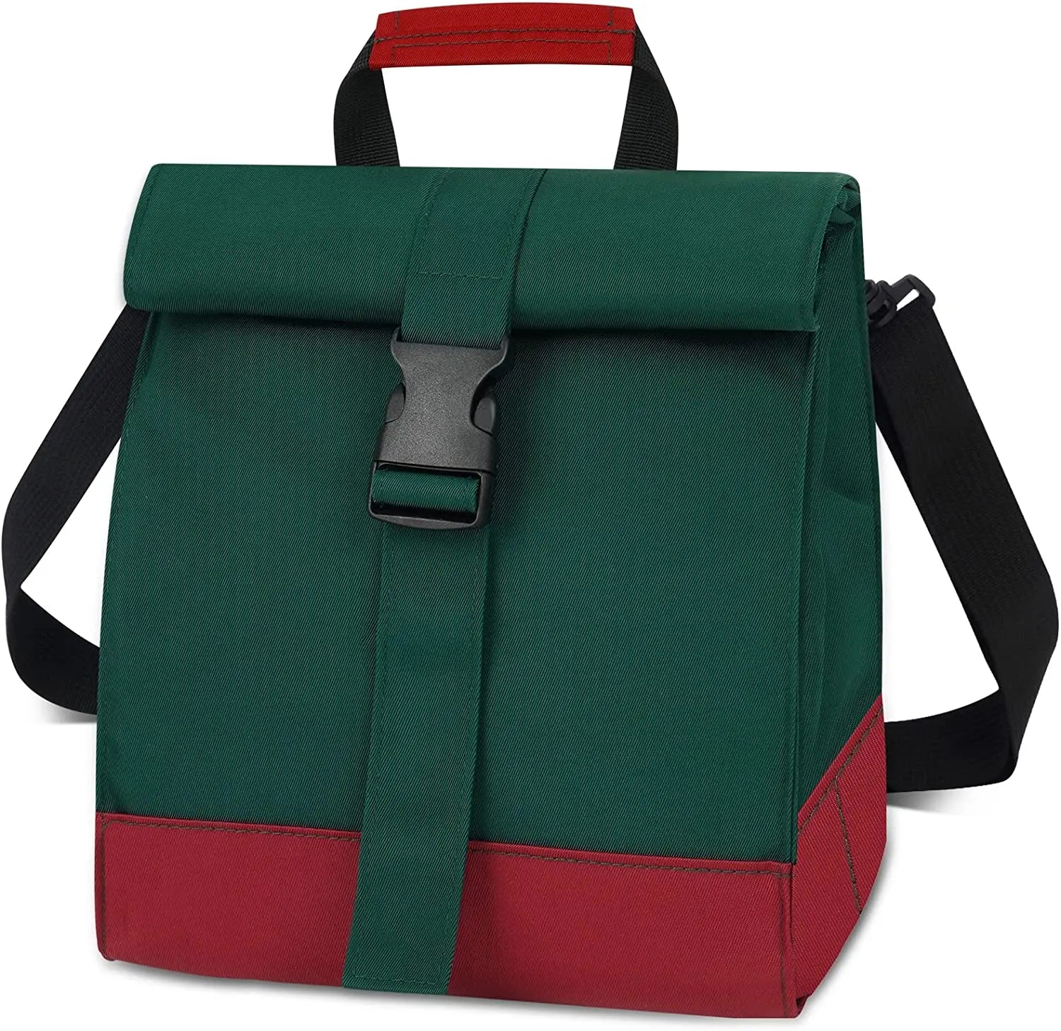Adjustable Shoulder Strap Portable Insulated Rolltop Lunch Bag for Adults Men and Women-Polyester CANS Cooler Bag