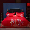 Queen Size Chinese Style Red Quilt Cover 100% Cotton High-end Duvet Cover Wedding Embroidery Home Textile Bedding Set Supplier