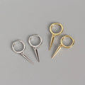 Genuine 100% 925 Sterling Silver Hanging Rivet Cone Pendant Drop Earrings for Fashion Women Party Accessories Jewelry