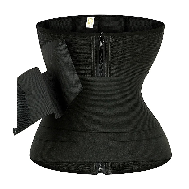 Custom Logo Fitness Flat Belly Slimming Bandage Sheath Waist Trainer Adjustable Women Workout Belly Belt Waist Trimmer Wrap