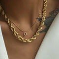 2022 Dazan New Ins 18k Gold Plated Tarnish Free Stainless Steel 8MM Singapore Twist Chain Necklace Waterproof Jewelry for Women
