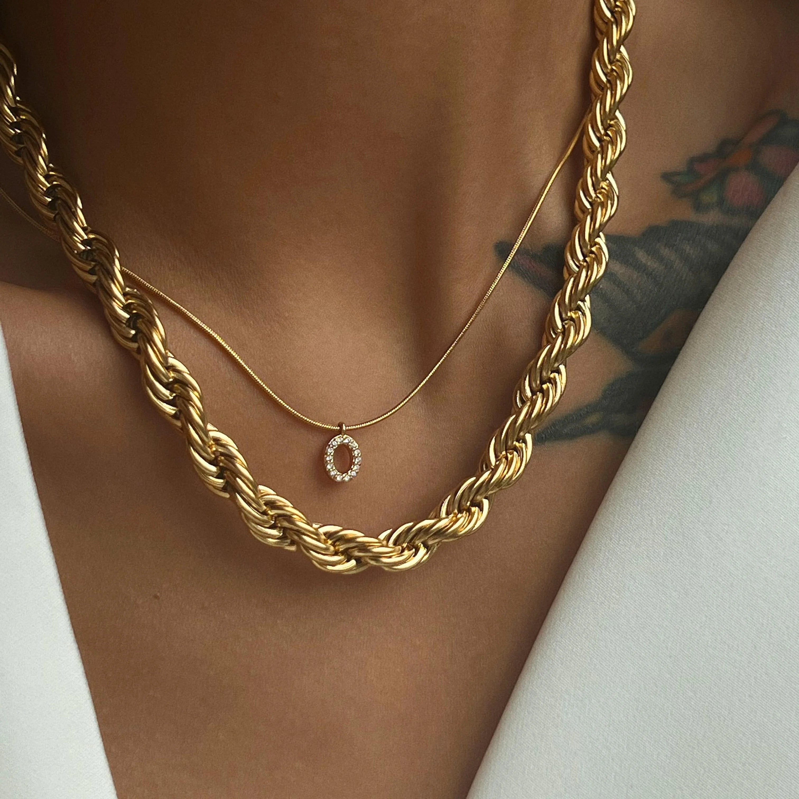 2022 Dazan New Ins 18k Gold Plated Tarnish Free Stainless Steel 8MM Singapore Twist Chain Necklace Waterproof Jewelry for Women