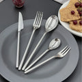 Luxury Round Handle 304 Stainless Steel Flatware Set Knife Fork Dessert Fork Spoon Silverware Restaurant Cutlery Set