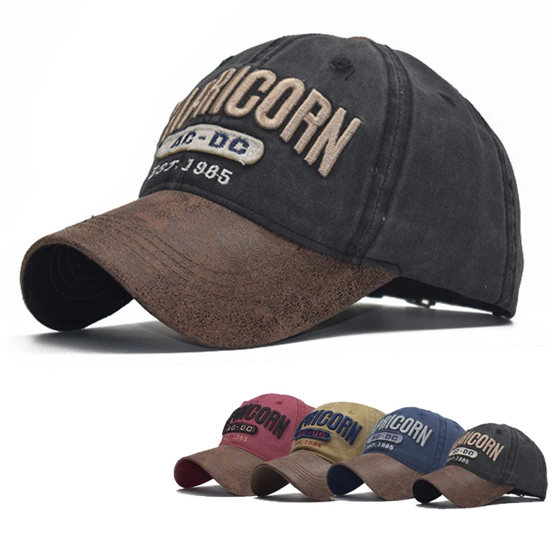 Wholesale Mens Custom Sports Cap Washed PU Brim Two Tone Leisure Baseball Cap With Embroidery