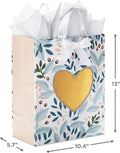 Customized Wholesale Recyclable Art Paper Offset Printed Large Gift Bags Tissue Paper (Green Foliage Gold Heart) for Weddings