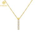 Minimalist Jewelry Stainless Steel Gold Plated Dainty Cz Jewelry Diamond Bar Pendant Cubic Zirconia Necklace