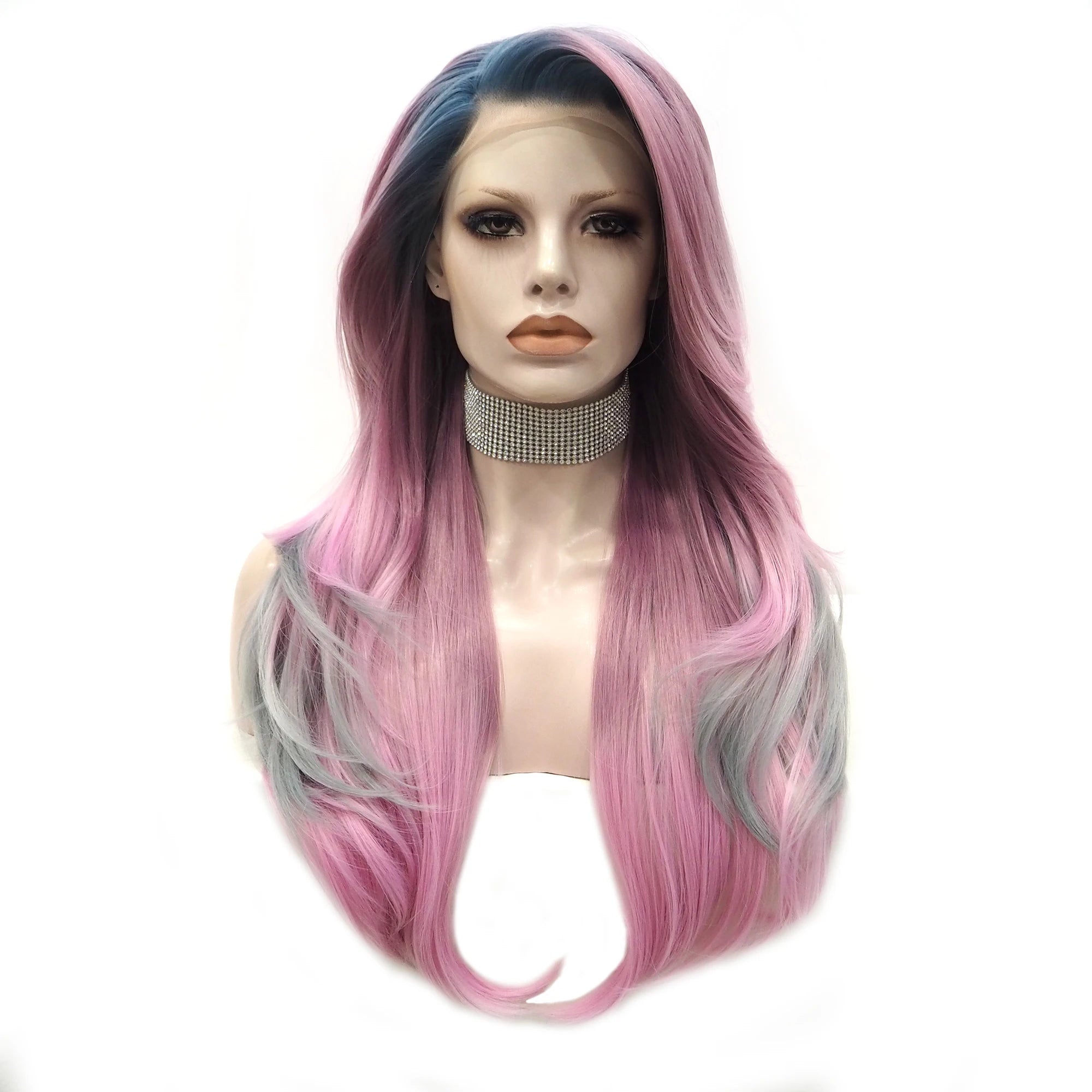 Celebrity  Colored Matte Japanese Fiber Futura Natural Hairline synthetic wigs heat resistant frontal