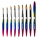 Custom Logo 100% Pure Kolinsky Hair Gradient Metal Handles Round Head Acrylic Nail Brush for Acrylic Nails Art