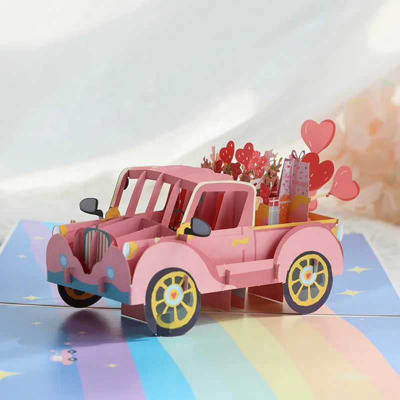 Valentine's Day 3D Greeting Card Holiday 3D Greeting Card Exquisite Color Printing Love Car Greeting Card