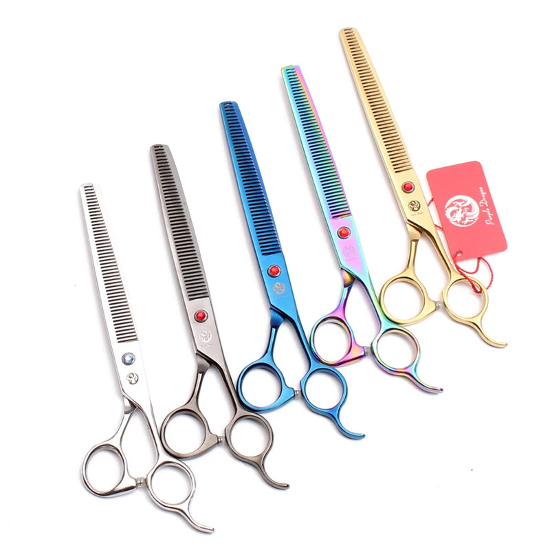 Purple Dragon 7.5" JP Stainless Steel Pet Grooming Scissors Dog Thinning Hairdresser Scissors for Professional Z3005