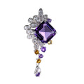 Gorgeous Rhodium Plated 925 Silver Jewelry Natural Amethyst Pendant for Women Fine Pendants & Charms