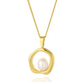 Minimalist Vintage Elegant Irregular Shape Creative Natural Pearl Tarnish Free Stainless Steel Necklace
