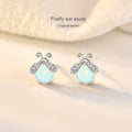 EA44 Cartoon Lovely Moonstone Fireflies Stud Earrings for Women 925 Sterling Silver Insect Ear Studs Tiny Cute Fine Jewelry