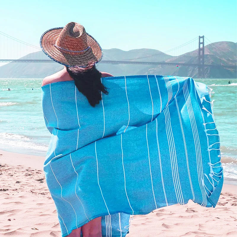 Turkish Beach Towel Quick Dry Lightweight Oversized Beach Towels Striped Beach Blanket