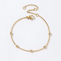 Hot Sell Women Jewelry Gifts Stainless Steel Link Chain 18k Gold Plated Round Zircon Charm Bracelet